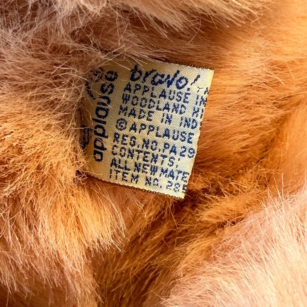 Vintage Applause Bravo! Apricot Peach Teddy Bear Plush Shaggy Fur 17 Inch Toy